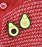 Avocado Kawaii Wooden Pins or Brooches - Set of 2 For Best Friends - Image 1