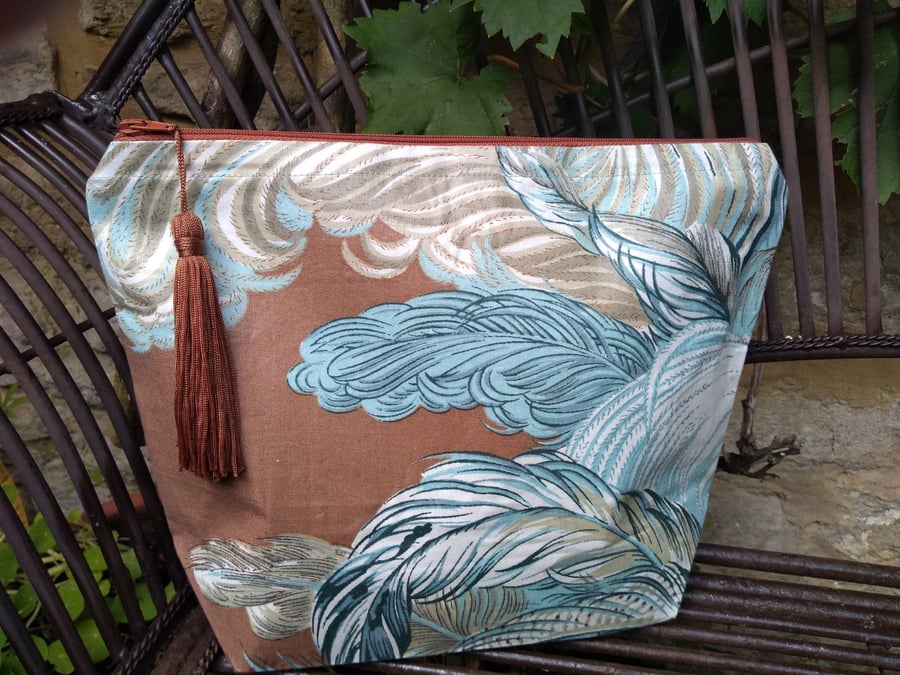 Large Vintage and Designer Fabric Cosmetic Bag