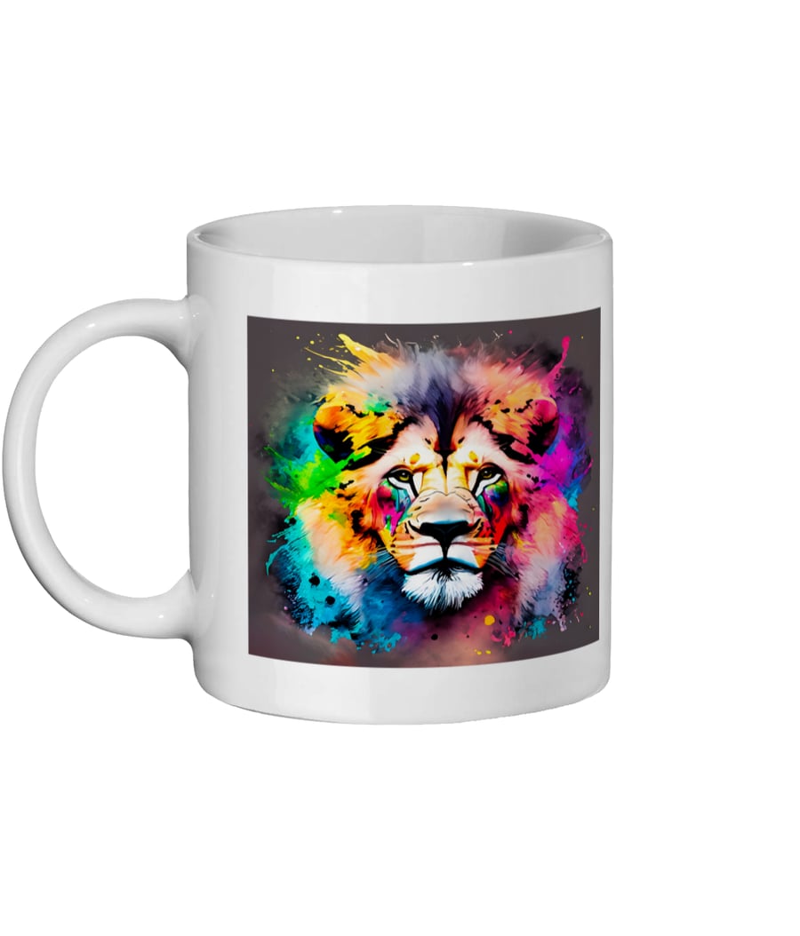 Watercolour Lion 3 - Bright, Vivid Wildlife Mug