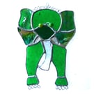 Elephant Stained Glass Suncatcher Handmade Green