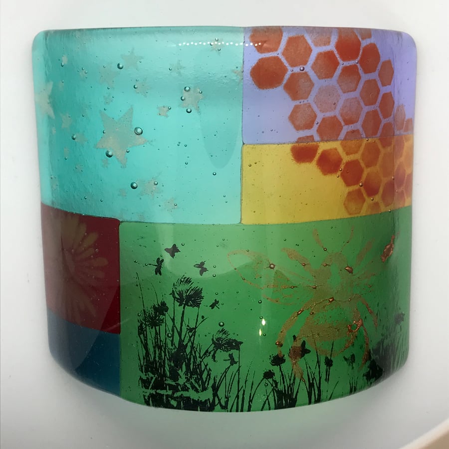 Fused Glass Candle Screen, Suncatcher