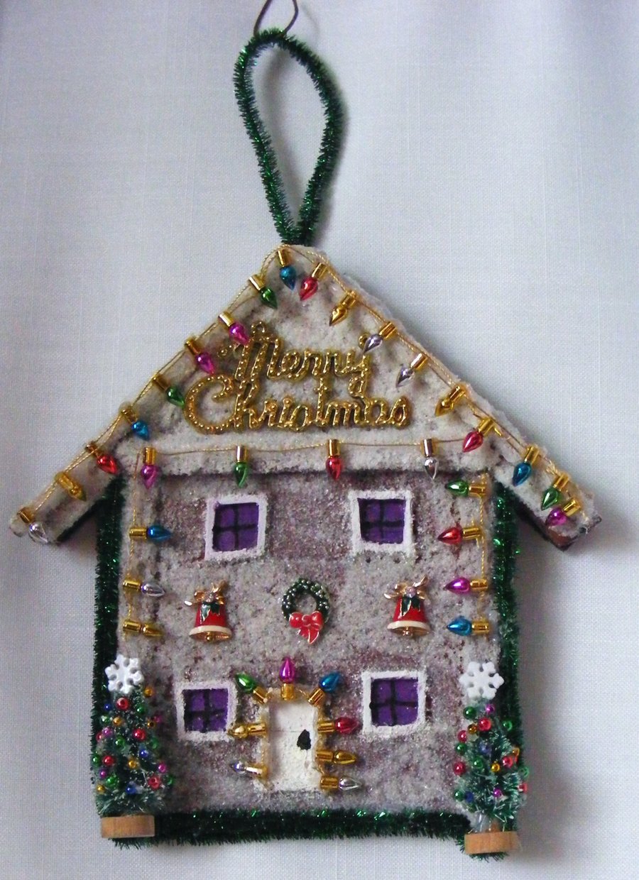 Handmade Christmas house wall decoration.