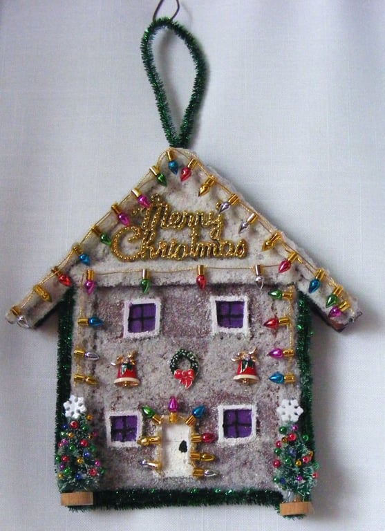 Handmade Christmas house wall decoration.