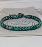 Green sea sediment jasper and leather bracelet with button fastener  - Image 7