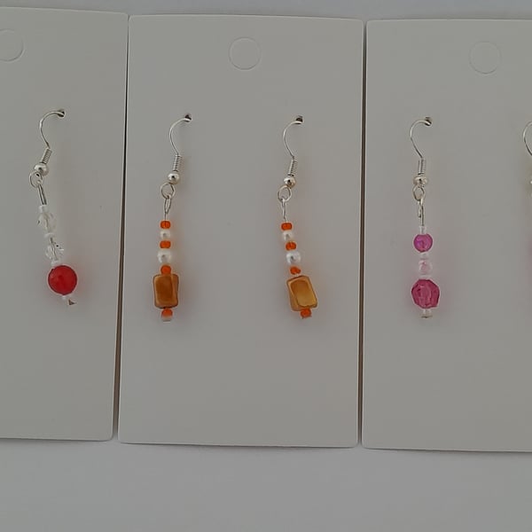 Set of 3 Handmade earrings for pierced ears