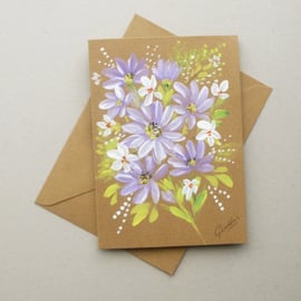 greetings card blank hand painted daisies original art ( ref F 892 B2 )