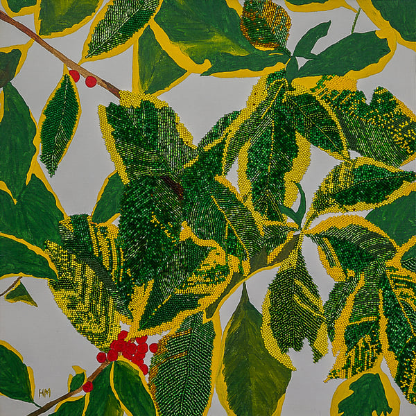 Winter Berries mixed media original textile art