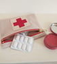 Pocket-size First Aid Purse with Appliquéd Red Cross. Upcycled fabrics. - Image 5