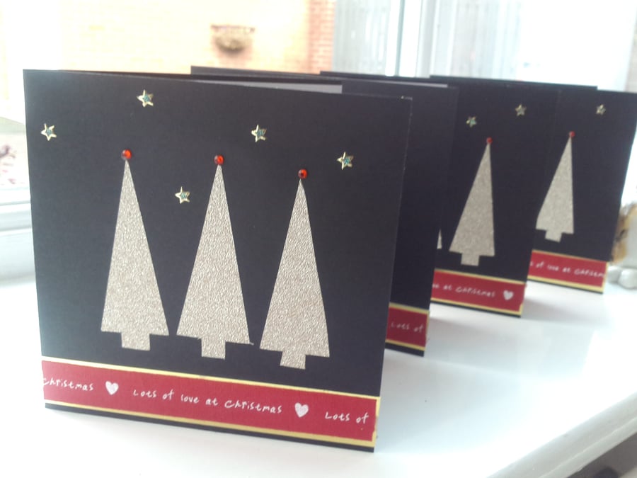 Pack of 4 Christmas tree Christmas cards
