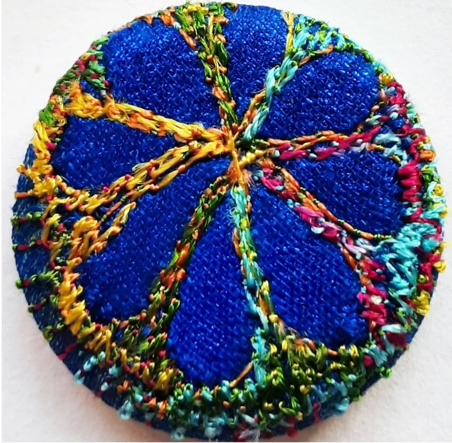 Buttons 1 inch button Hand Dyed Silks and Cottons Free Machine Embroidery Button