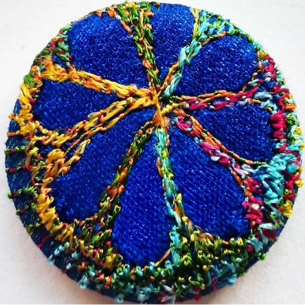 Buttons 1 inch button Hand Dyed Silks and Cottons Free Machine Embroidery Button