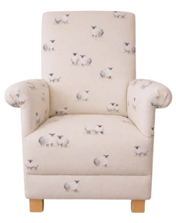 Fryetts Sheepy Cream Fabric Chair Nursery Armchair Lambs Farmyard Small Nursing