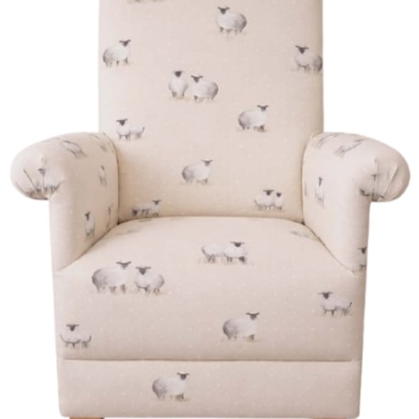 Fryetts Sheepy Cream Fabric Chair Nursery Armchair Lambs Farmyard Small Nursing