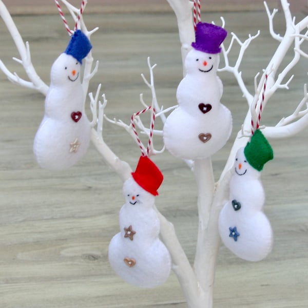 Festive Felt Snowman Christmas Tree Decoration