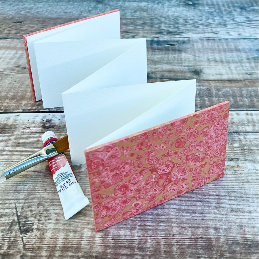 Mini Watercolour Sketchbook with Red Hand Marbled Paper