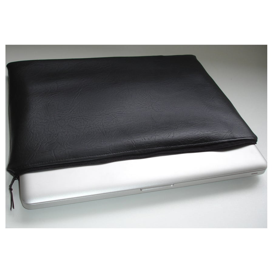 Black 13" Macbook Air Case Sleeve Faux Leather Leatherette 13 inch