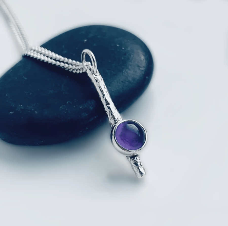 STERLING SILVER Amethyst Pendant, Handmade Urban Jewellery