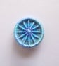 Dorset Buttons, Handmade, Variegated Blue, Silk Thread on Metal Rings - Image 5
