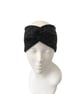 Satin lined ear warmer headband Charcoal knit jersey turban headwrap women