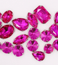 (S34S rose pink) 50 Pcs, Mixed Sizes & Shapes Silver Base Sew On Rhinestones