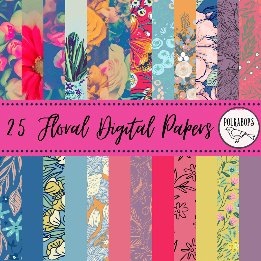 25 Digital Printable Papers for Scrapbooking Cardmaking Crafts 