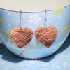Hammered Copper Heart Earrings (ERCUDGHT1) - UK Free Post