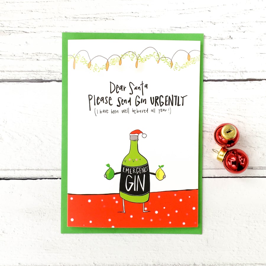 Send gin urgently Christmas card.