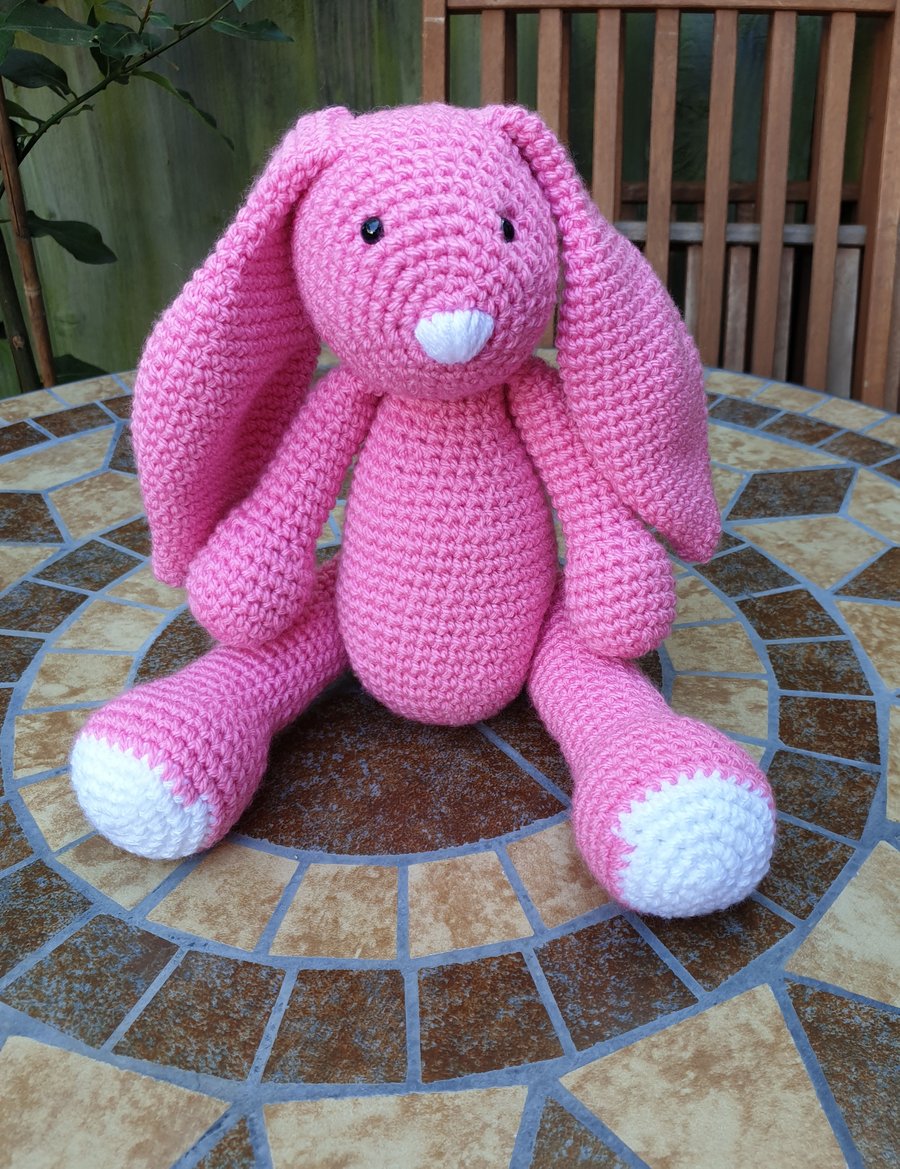 Crochet Pink Bunny Rabbit stuffed toy - Folksy