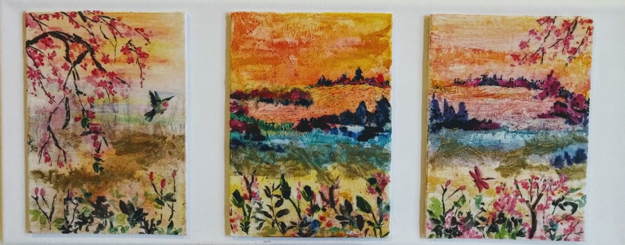 Tryptic Japanese Sunset 