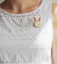 Wooden Bunny Rabbit Brooch  - Image 3