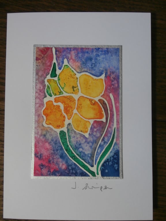 Hand painted Daffodil watercolour card. Mother's day card, Birthday, Floral