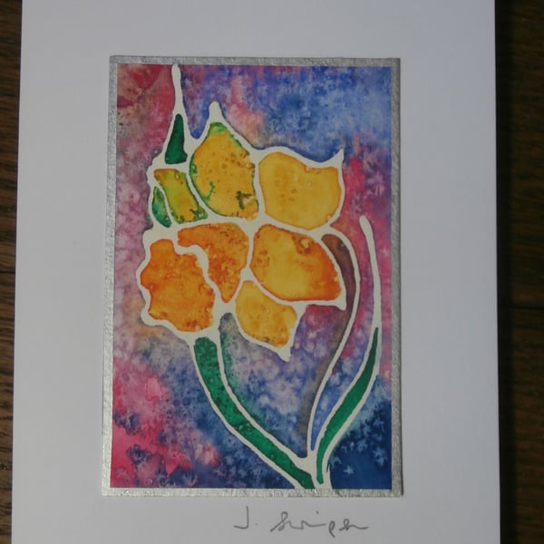 Hand painted Daffodil watercolour card. Mother's day card, Birthday, Floral
