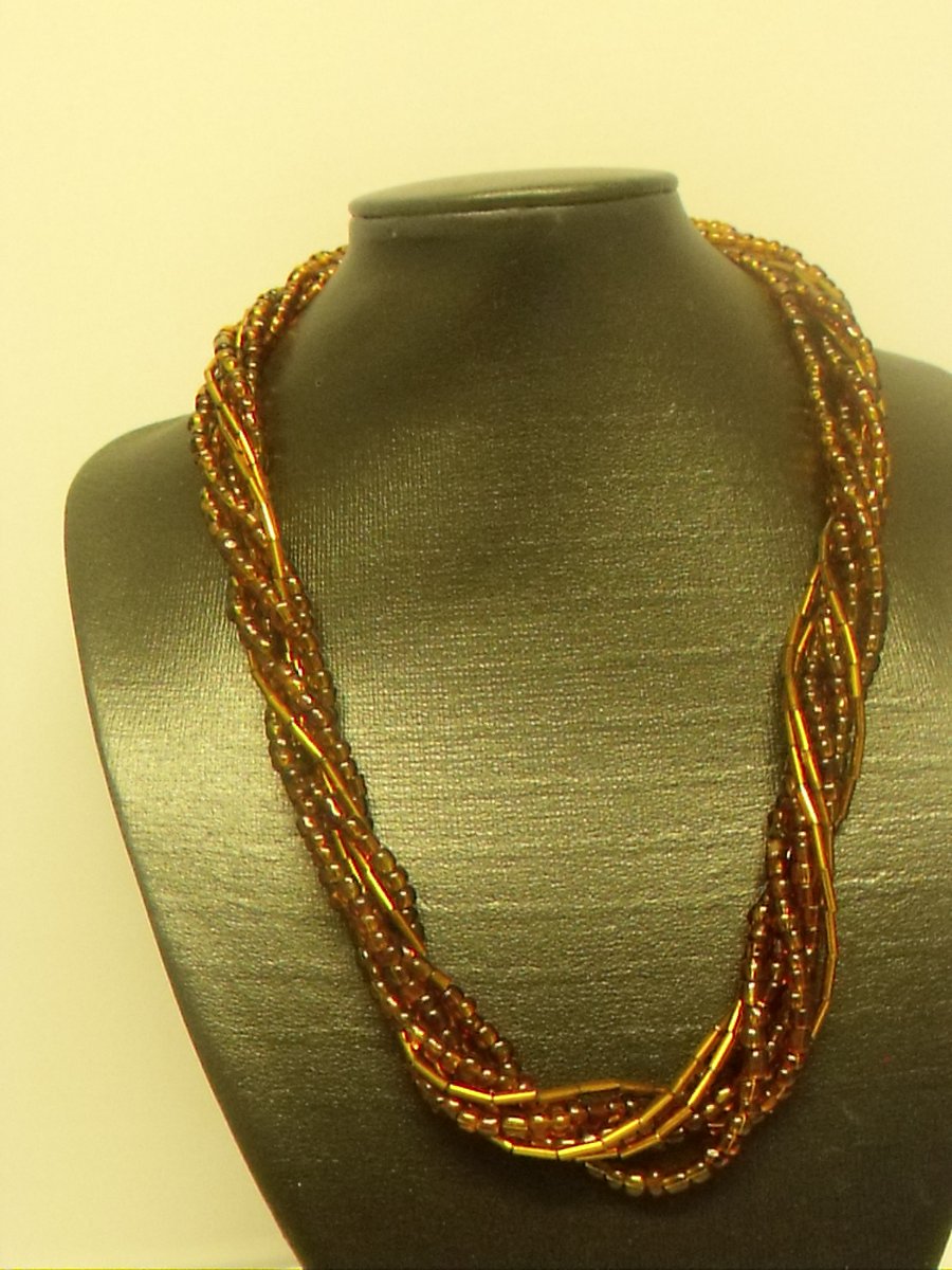 Twisted Amber Gold Necklace