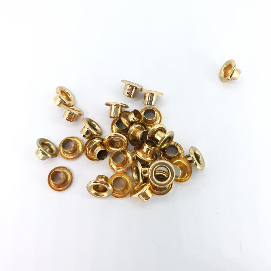 50 Pcs 4 mm KC Gold Grommets Eyelets WITHOUT Washer for Leather Bags Bookmark