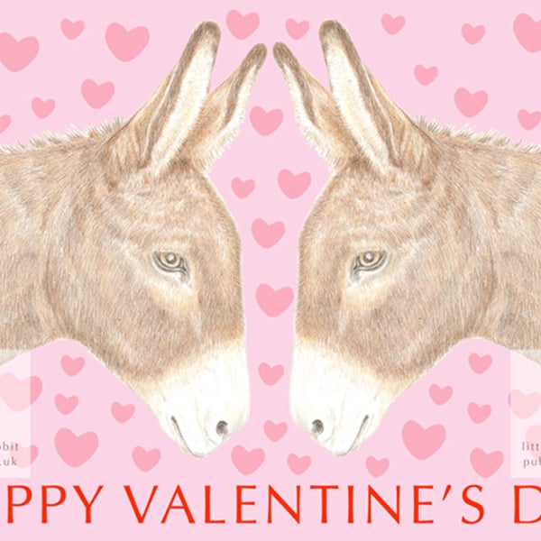 Two Donkeys Nose to Nose - Valentine Card