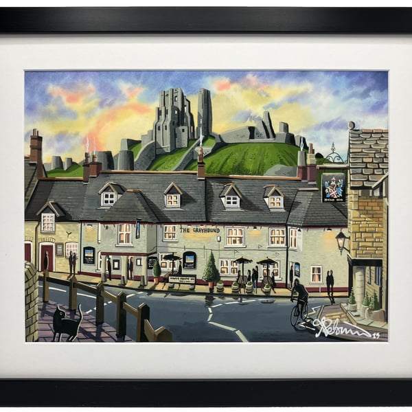 Corfe Castle. Rural Townscape Landmark Framed & Unframed Fine Art Print Gift
