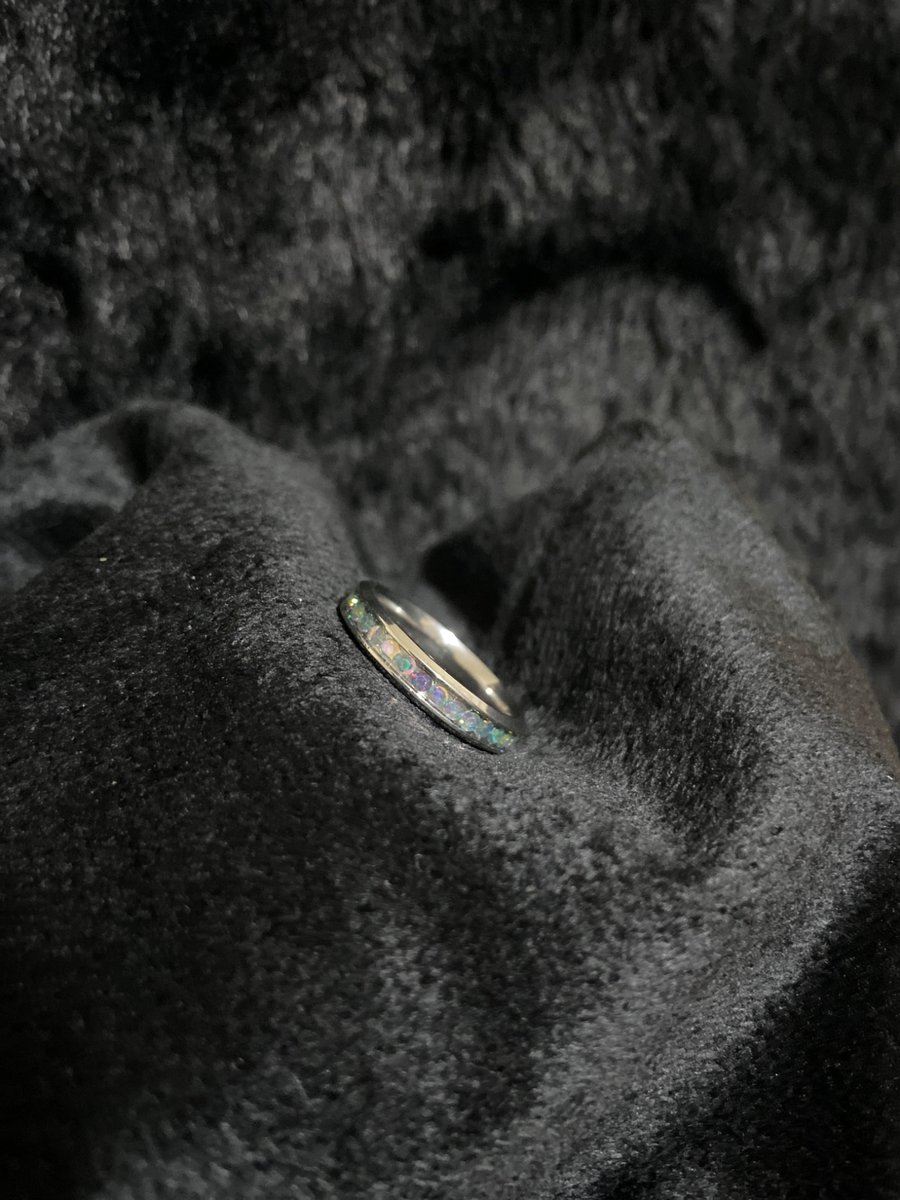 Resin ring with gems and silver base 