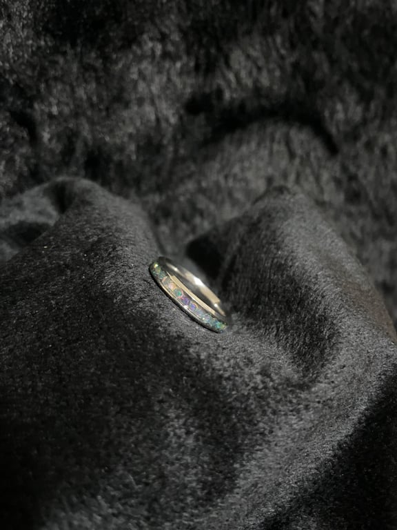 Resin ring with gems and silver base 
