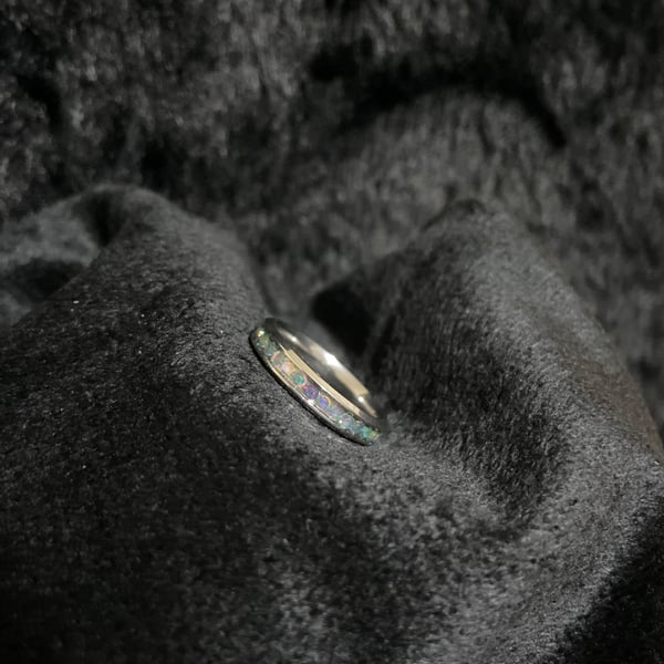 Resin ring with gems and silver base 