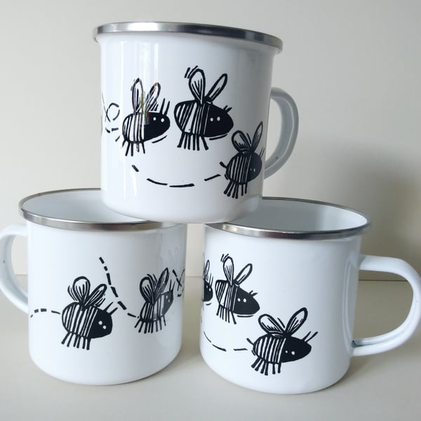 Bees - enamel camping and travel mug