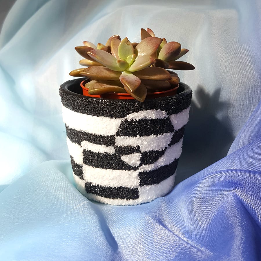 Small cacti pot, geometric monochromatic succulent pot, planter for baby plants.
