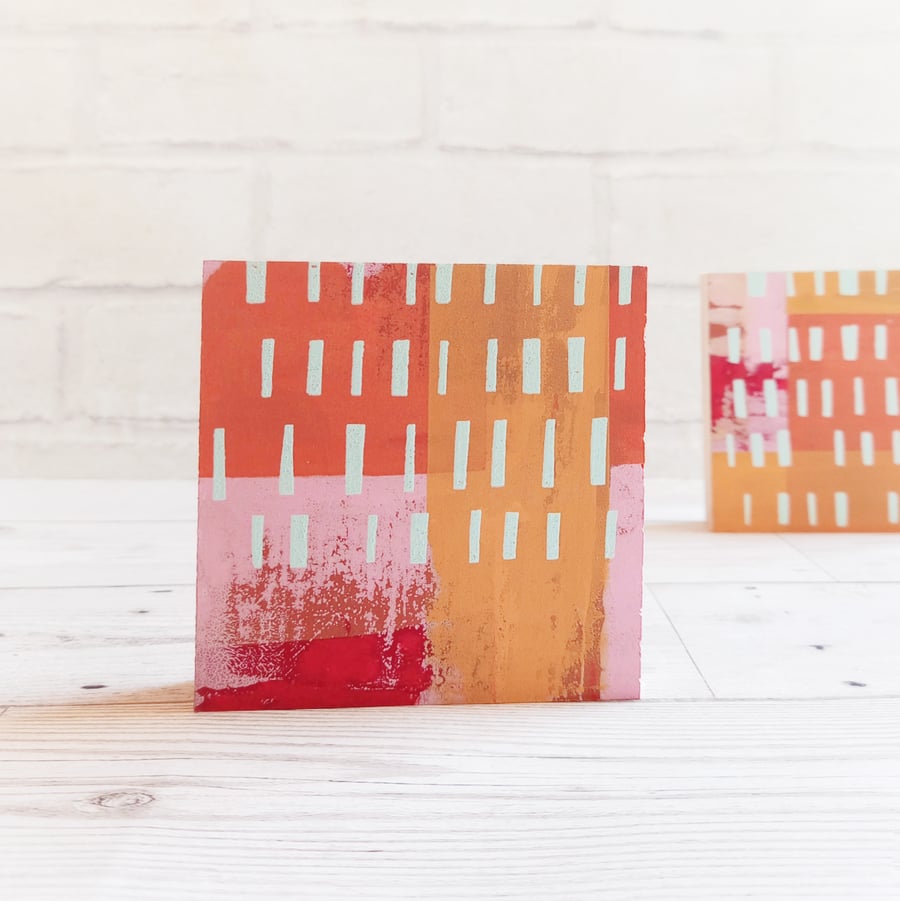 Screenprint on Wood - Abstract Print - Hand Printed Wooden Block