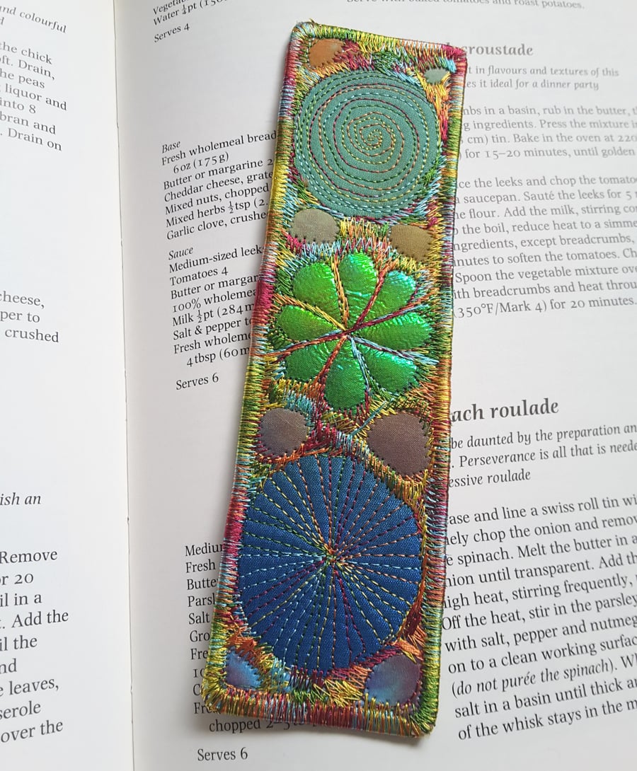 Textile Bookmark Free Machine Embroidery 