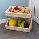 Rustic Wooden Fruit Holder – Two or Three Tier Kitchen Storage Rack