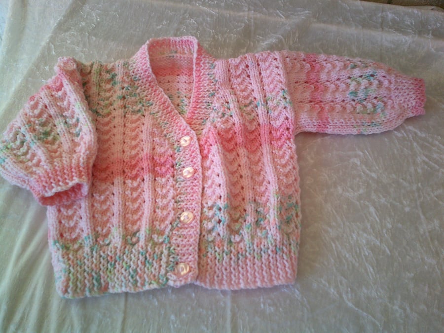20 Inch Random Pink Lacy V Neck Cardigan