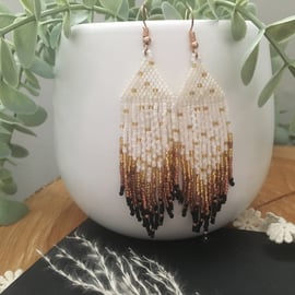 Earrings Dangle hand beaded fringe earrings, boho earrings