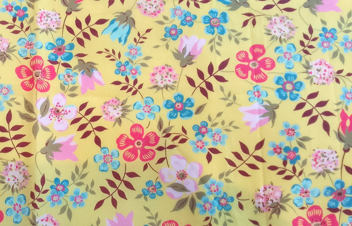 Liberty Tana Lawn Cotton 10inch Square - EDENHAM Yellow Multicolour Floral