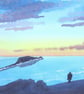 Watching The Sunset, Rhossili Bay, Original Watercolour, in 14 x 11 '' Mount - Image 2