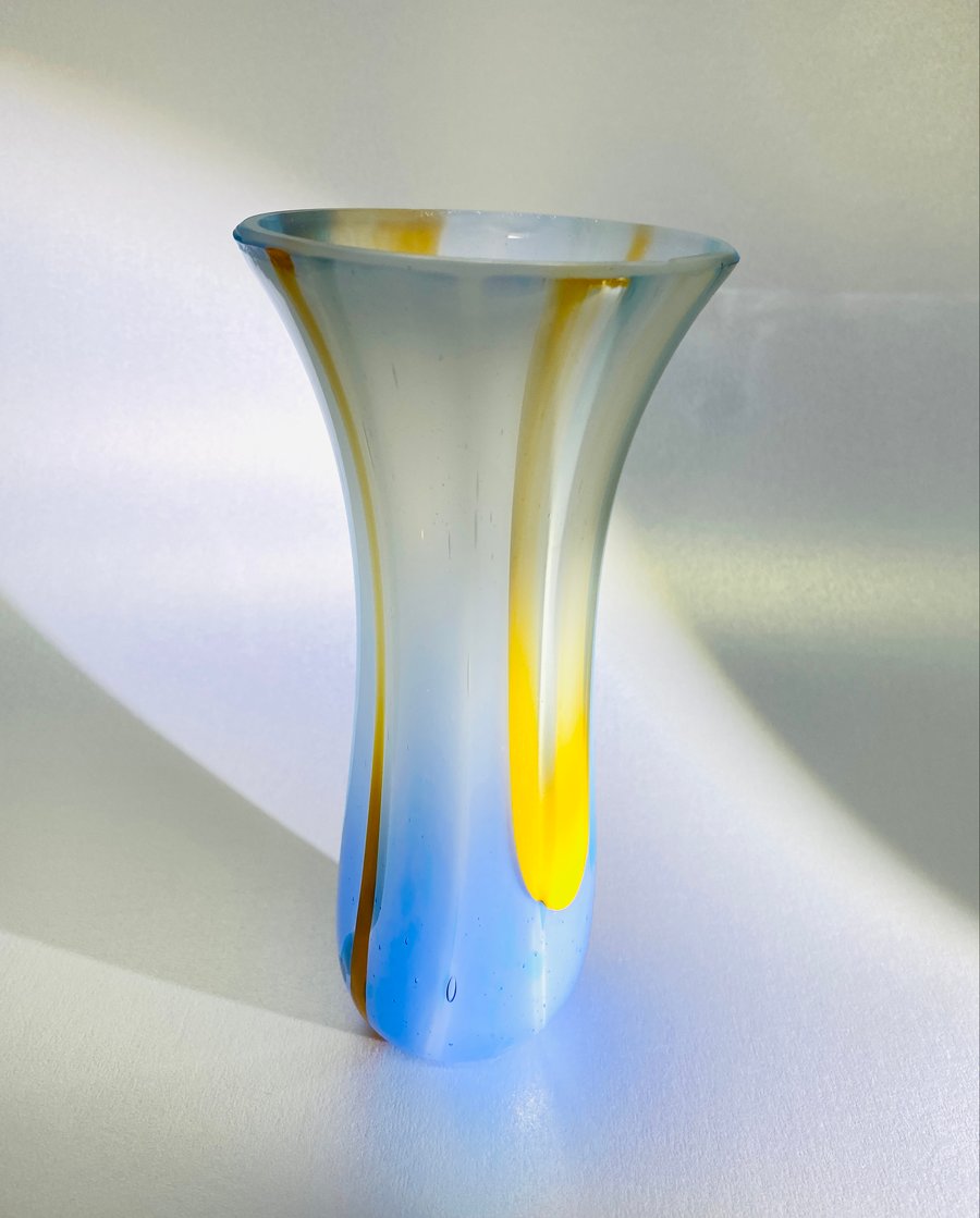 Fused glass vessel , vase art 