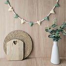 Cream and Sage Felt Heart Garland